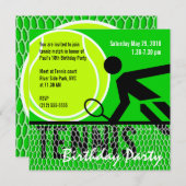 Tennis Birthday Party Invitation Kaart (Voorkant / Achterkant)
