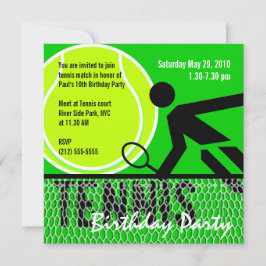 Tennis Birthday Party Invitation Kaart