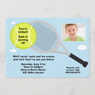 Tennis Birthday Party Invitation Kaart