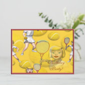 Tennis Birthday Party Invitation Kaart (Staand voorkant)
