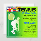 Tennis Birthday Party Invitation Kaart (Voorkant / Achterkant)