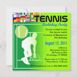 Tennis Birthday Party Invitation Kaart