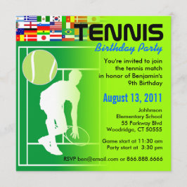 Tennis Birthday Party Invitation Kaart