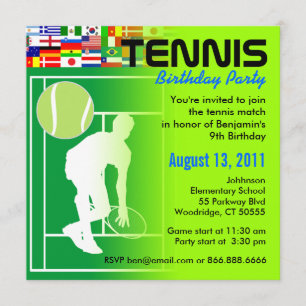 Tennis Birthday Party Invitation Kaart