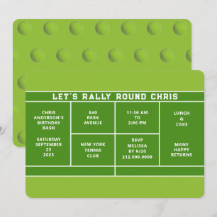Tennis Birthday Party Invitation Kaart