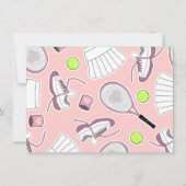 Tennis Birthday Party Invitation roze Kaart (Achterkant)