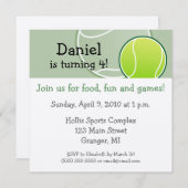 Tennis Birthday Party Invitations 5.25 in Kaart (Voorkant / Achterkant)