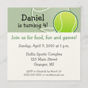 Tennis Birthday Party Invitations 5.25 in Kaart
