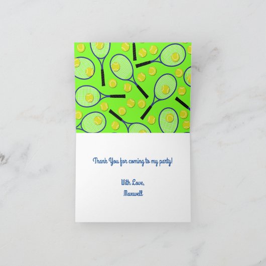 Tennis Birthday Party Kaart (Binnen)