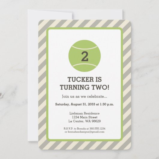 Tennis Birthday Party Kaart (Voorkant)