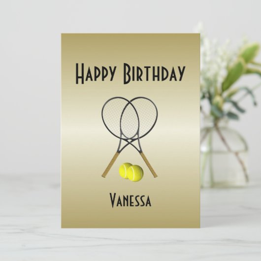 Tennis Birthday Party nodigt RSVP uit Kaart (Staand voorkant)