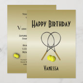 Tennis Birthday Party nodigt RSVP uit Kaart (Voorkant / Achterkant)
