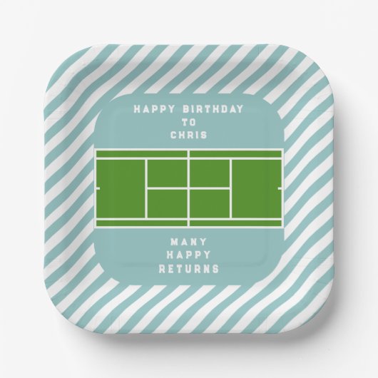 Tennis Birthday Party Papieren Bordje (Voorkant)