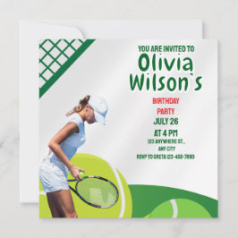 Tennis Birthday Party, Tennis Player Girl Invitat Kaart