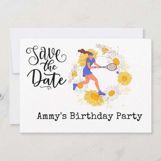 Tennis Birthday Save the Date Kaart (Voorkant)