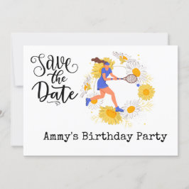 Tennis Birthday Save the Date Kaart