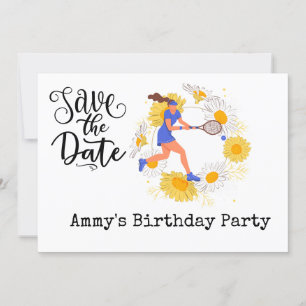 Tennis Birthday Save the Date Kaart
