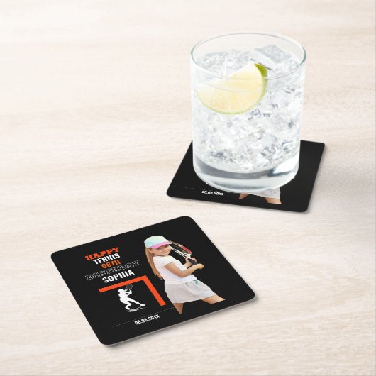 Tennis Birthday, Tennis Girl Player Backdrops Kartonnen Onderzetters (Insitu)