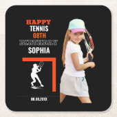 Tennis Birthday, Tennis Girl Player Backdrops Kartonnen Onderzetters (Voorkant)