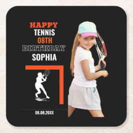 Tennis Birthday, Tennis Girl Player Backdrops Kartonnen Onderzetters