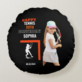 Tennis Birthday, Tennis Girl Player Backdrops Rond Kussen