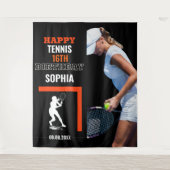 Tennis Birthday, Tennis Girl Player Backdrops Wandkleed (Voorkant)