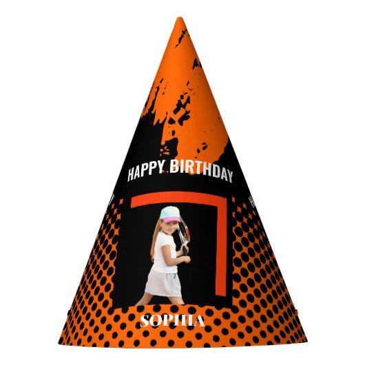 Tennis Birthday, Tennis Girl Player  Feesthoedjes (Voorkant)