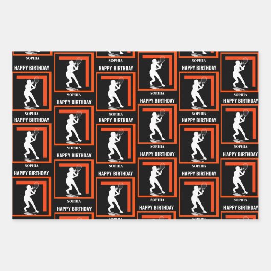 Tennis Birthday, Tennis Girl Player  Inpakpapier Vel (Voorkant)