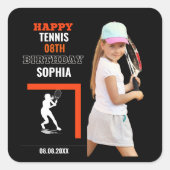 Tennis Birthday, Tennis Girl Player  Vierkante Sticker (Voorkant)