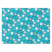 Tennis blauw zwart wit tafelkleed (Voorkant (Horizontaal))