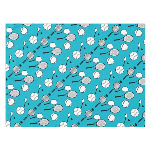 Tennis blauw zwart wit tafelkleed (Voorkant (Horizontaal))