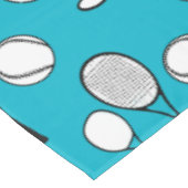 Tennis blauw zwart wit tafelkleed (Gekanteld)