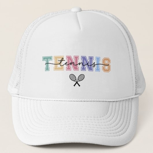 Tennis Bold Sportief Ontwerp met Rackets Trucker Pet (Voorkant)