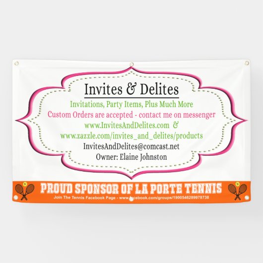 Tennis Booster Club Business Personalized Banner (Horizontaal)