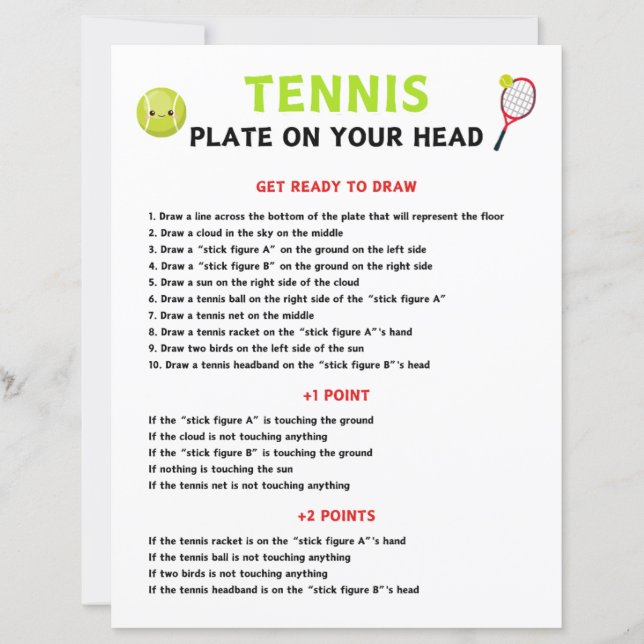 Tennis Bord op je hoofd spel (Voorkant)