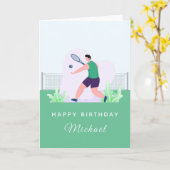 Tennis Boy Birthday Player Coach Green Grass Sport Kaart (Gele Bloem)