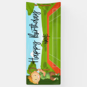 Tennis Boy speelt Tennis Birthday met naam Spandoek (Verticaal)
