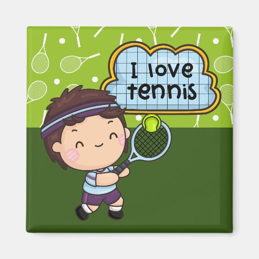 Tennis Boy speelt tennis Magneet (Voorkant)