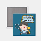 Tennis Boy speelt tennis Magneet (Voorkant / Achterkant)