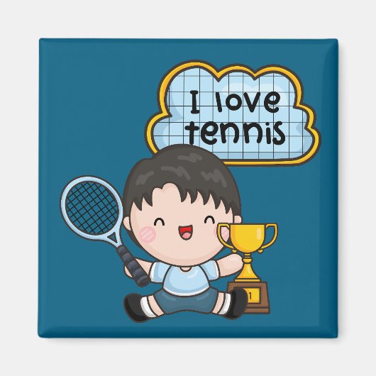 Tennis Boy speelt tennis Magneet (Voorkant)