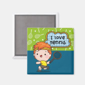 Tennis Boy speelt tennis Magneet (Voorkant / Achterkant)