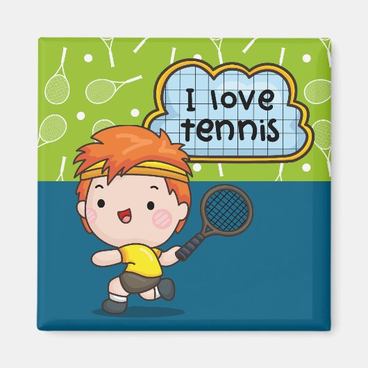 Tennis Boy speelt tennis Magneet (Voorkant)