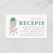 Tennis Bridal Shower Recipe Enclosure Card Insert Informatiekaartje (Voorkant)