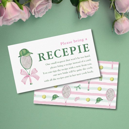 Tennis Bridal Shower Recipe Enclosure Card Insert Informatiekaartje