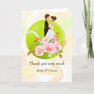 Tennis Bride en Groom over Tennis Ball voor bruilo Bedankkaart