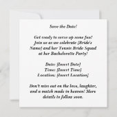 Tennis Bride squad Party Bachelorette Kaart (Achterkant)