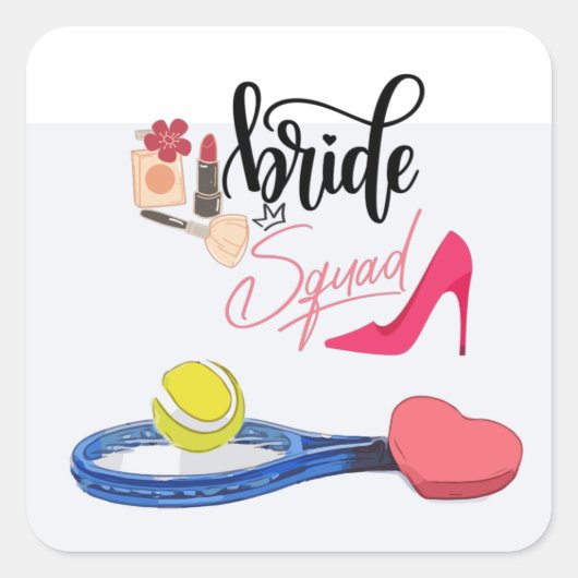 Tennis Bride squad Party Bachelorette Vierkante Sticker (Voorkant)