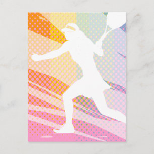 Tennis briefkaart met vrouw tennisspeler print
