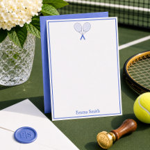 Tennis Briefpapier Preppy Racket Monogram Blau 
