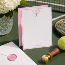 Tennis Briefpapier Preppy Racket Monogram Roze